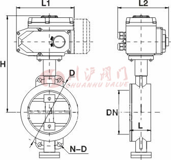 D971X、D973H電動(dòng)對(duì)夾蝶閥結(jié)構(gòu)圖