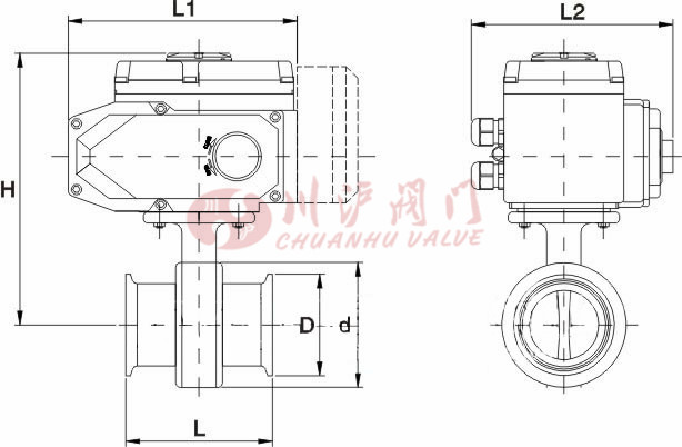 D981X電動(dòng)衛(wèi)生級(jí)蝶閥結(jié)構(gòu)圖