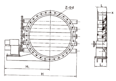 圓形電動百葉蝶閥結構圖