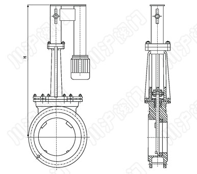 PZ273X、PZ273F、PZ273H、PZ273Y_電液動(dòng)刀型閘閥結(jié)構(gòu)圖