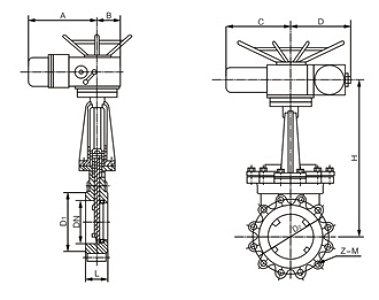 PZ973H、PZ973F、PZ973Y_電動(dòng)刀閘閥結(jié)構(gòu)圖