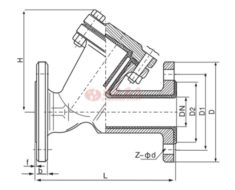 襯氟Y型過濾器結(jié)構(gòu)圖