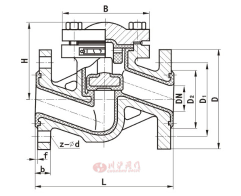 H41F46襯氟止回閥結(jié)構(gòu)圖
