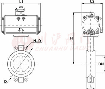 氣動(dòng)開(kāi)關(guān)蝶閥結(jié)構(gòu)圖