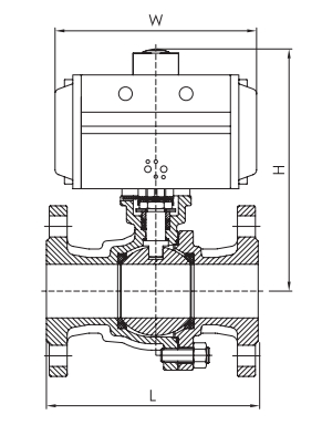 高平臺氣動球閥結(jié)構(gòu)圖