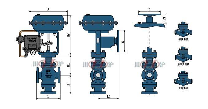 氣動三通調(diào)節(jié)閥結(jié)構(gòu)圖