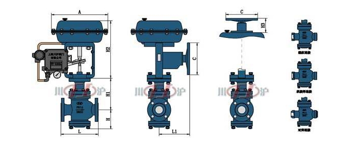 氣動雙座調(diào)節(jié)閥結(jié)構(gòu)圖