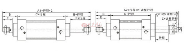 SC型氣缸型號(hào)外型尺寸圖